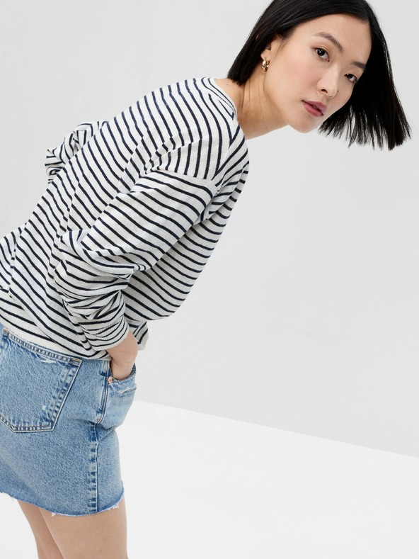 GAP Ľanový pruhovaný sveter GAP