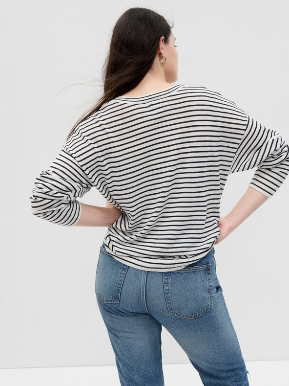 GAP Ľanový pruhovaný sveter GAP