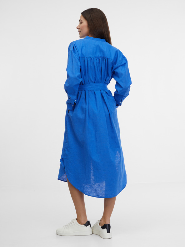 GAP Ľanové košeľové midi šaty GAP