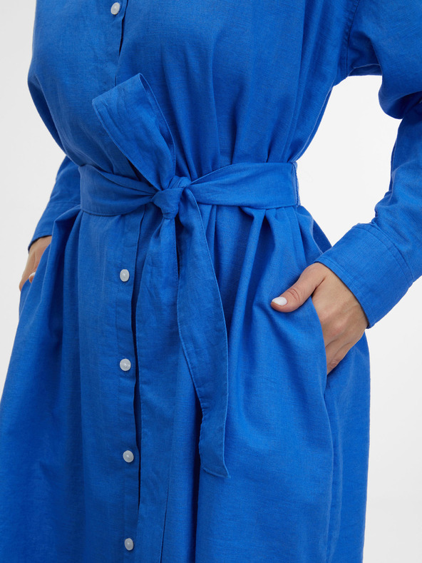 GAP Ľanové košeľové midi šaty GAP