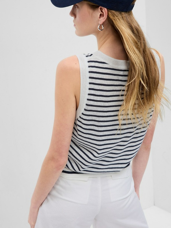 GAP Ľanová pruhovaná vesta GAP