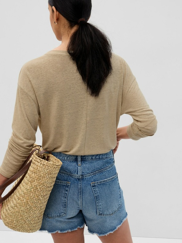 GAP Ľanové tričko s dlhým rukávom GAP