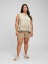 GAP Bavlnený peplum crop top s čipkou GAP