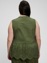 GAP Bavlnený peplum crop top s čipkou GAP