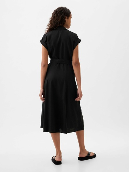 GAP Ľanové košeľové midi šaty GAP