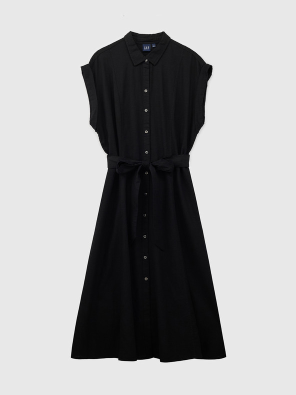 GAP Ľanové košeľové midi šaty GAP