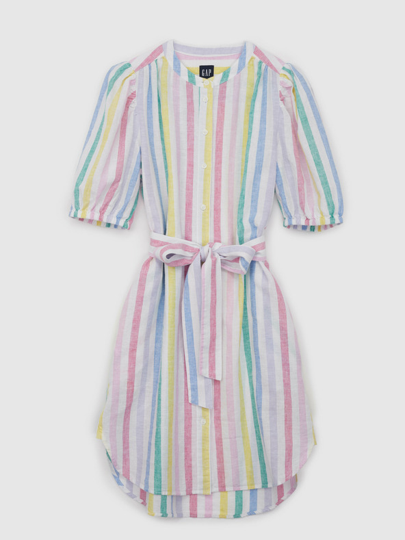 GAP Ľanové pruhované mini šaty GAP