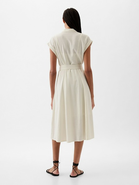 GAP Ľanové košeľové midi šaty GAP