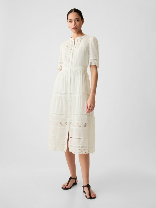 GAP Čipkové midi šaty GAP