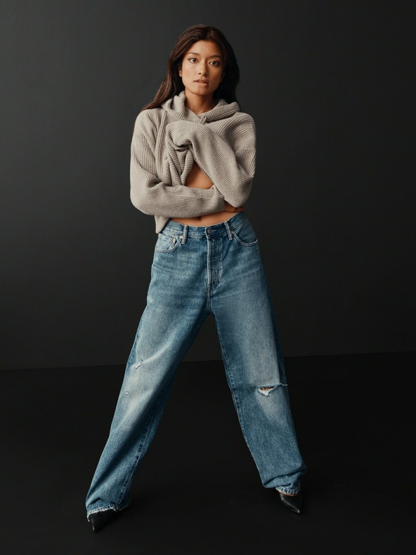 GAP Sveter s kapucňou crop CashSoft GAP