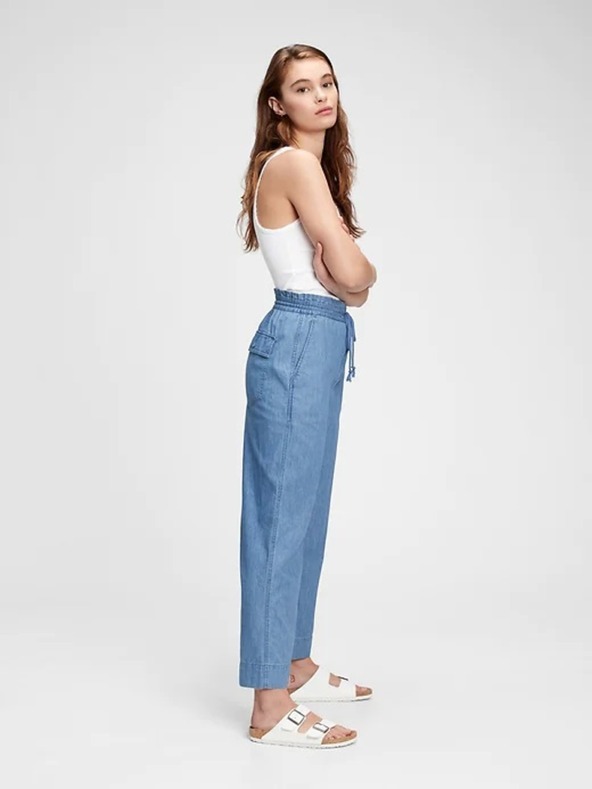 GAP Nohavice high rise chambray wide-leg GAP