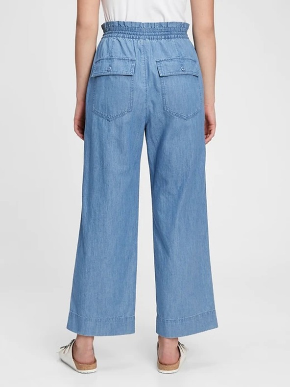 GAP Nohavice high rise chambray wide-leg GAP