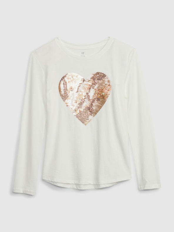 GAP Detské tričko s flitrovým srdcom GAP