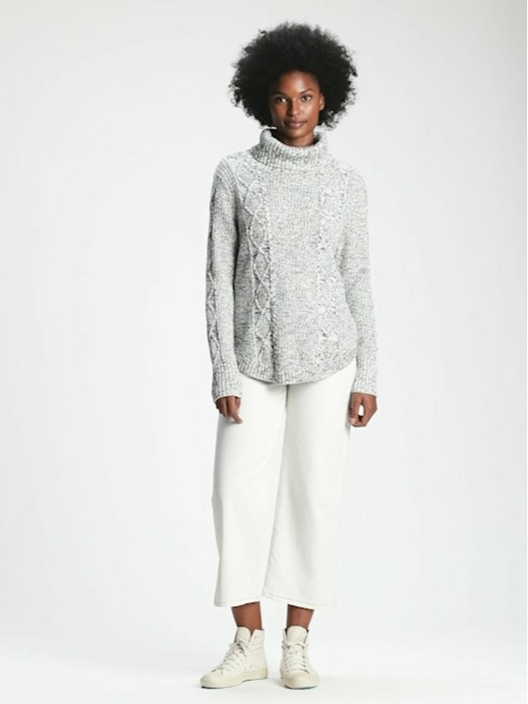 GAP Sveter cable knit s rolákom GAP