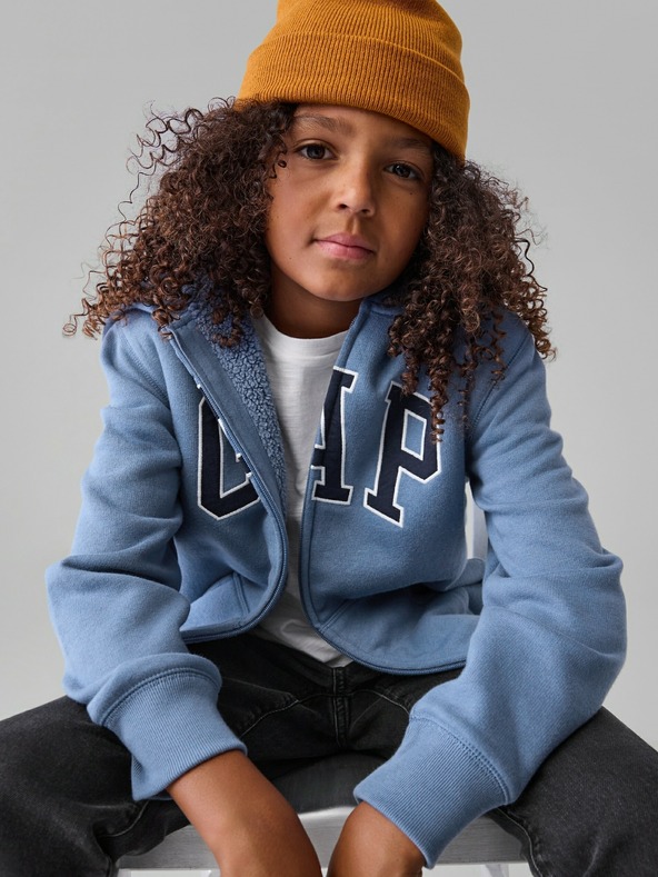 GAP Detská sherpa mikina s logom GAP