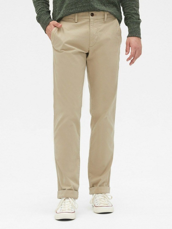 GAP Nohavice essential khaki straight fit GapFlex GAP