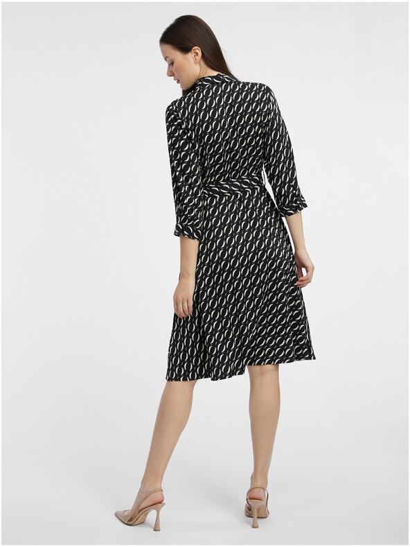 Orsay Čierne dámske vzorované košeľové šaty ORSAY