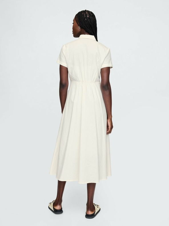 GAP Ľanové košeľové maxi šaty GAP