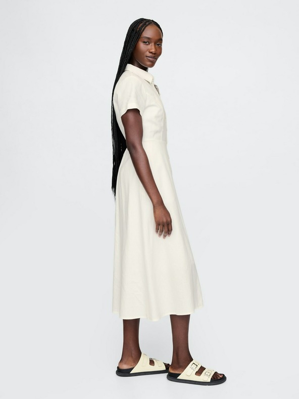 GAP Ľanové košeľové maxi šaty GAP