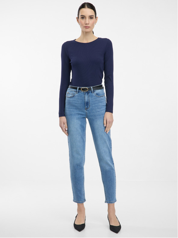 Orsay Tmavomodré dámske tričko s dlhým rukávom ORSAY