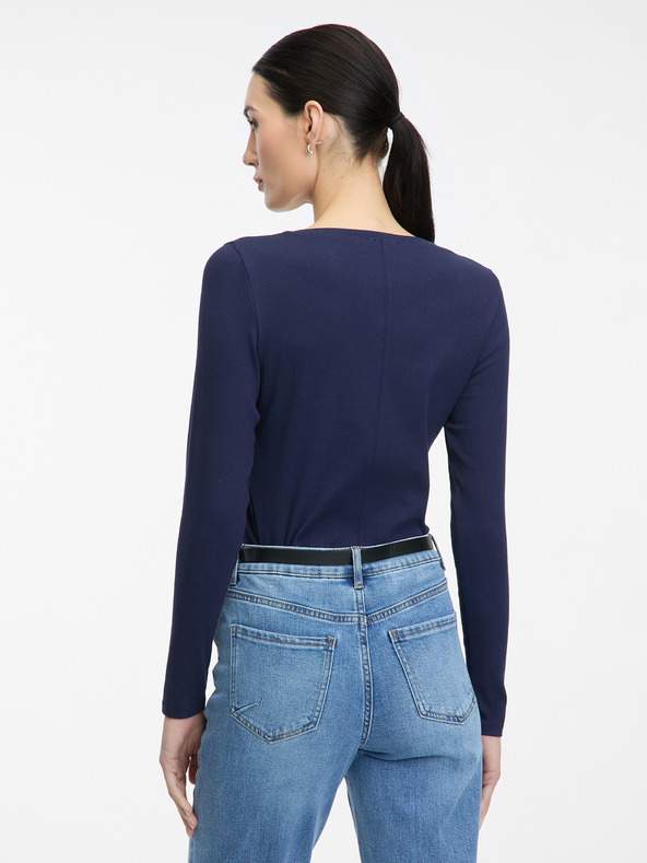 Orsay Tmavomodré dámske tričko s dlhým rukávom ORSAY