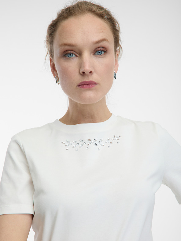 Orsay Biele dámske tričko s aplikáciou ORSAY