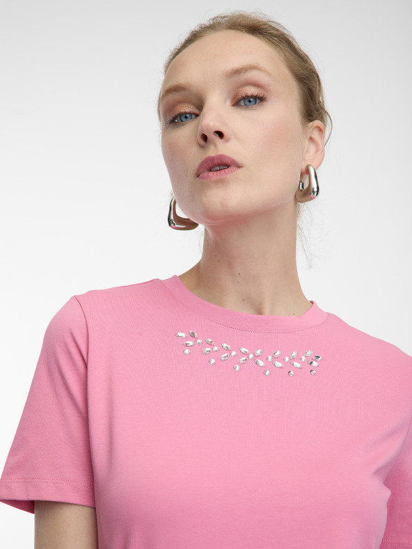 Orsay Ružové dámske tričko s aplikáciou ORSAY