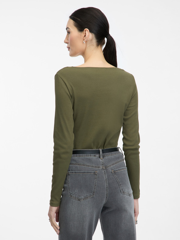 Orsay Khaki dámske tričko s dlhým rukávom ORSAY