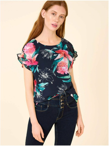 Orsay Tmavomodrá kvetinová blúzka ORSAY