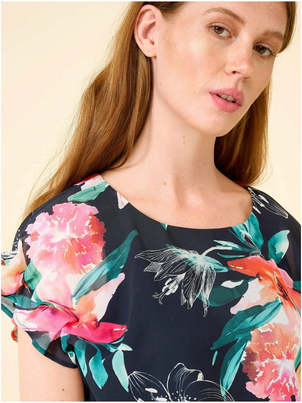 Orsay Tmavomodrá kvetinová blúzka ORSAY