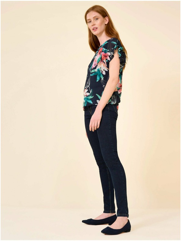 Orsay Tmavomodrá kvetinová blúzka ORSAY