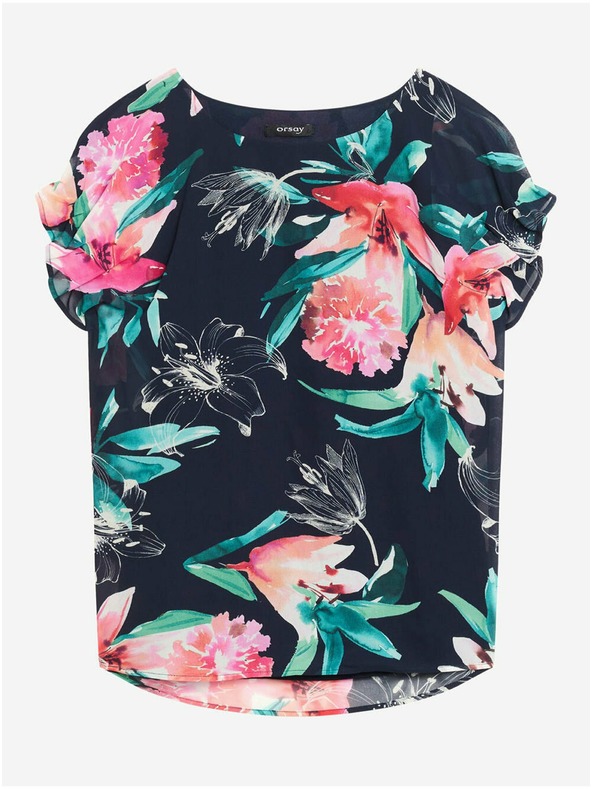 Orsay Tmavomodrá kvetinová blúzka ORSAY