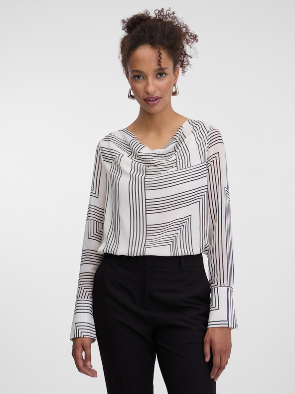 Orsay Biela vzorovaná dámska blúzka ORSAY