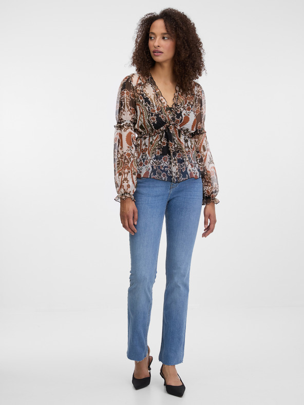 Orsay Hnedá dámska vzorovaná blúzka ORSAY