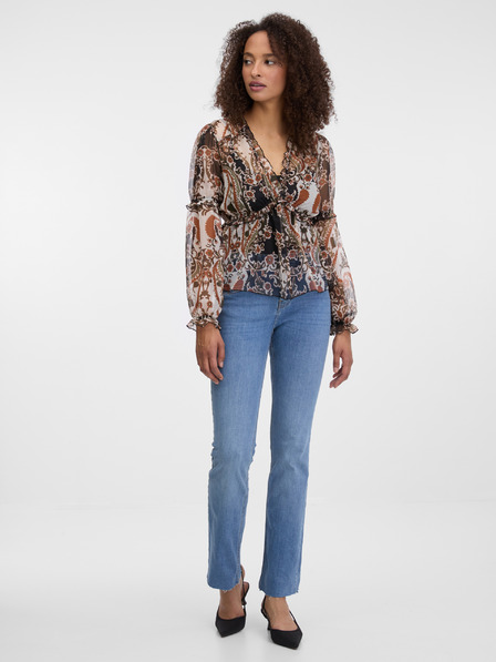 Orsay Hnedá dámska vzorovaná blúzka ORSAY