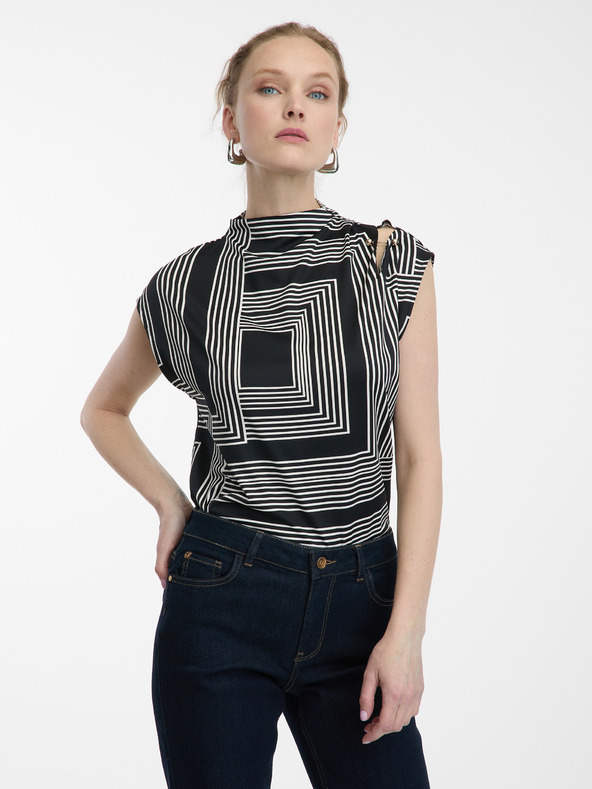 Orsay Čierna dámska vzorovaná blúzka ORSAY