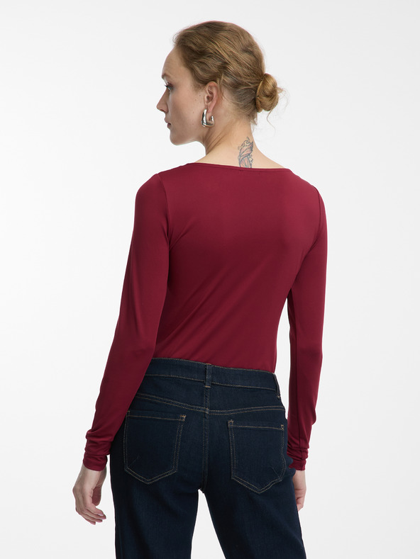 Orsay Vínový dámsky top s dlhým rukávom ORSAY
