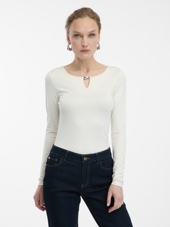 Orsay Krémový dámsky top s dlhým rukávom ORSAY