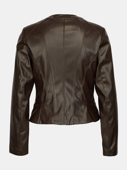 Orsay Tmavo hnedá dámska kožená bunda ORSAY