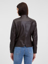 Orsay Tmavo hnedá dámska kožená bunda ORSAY