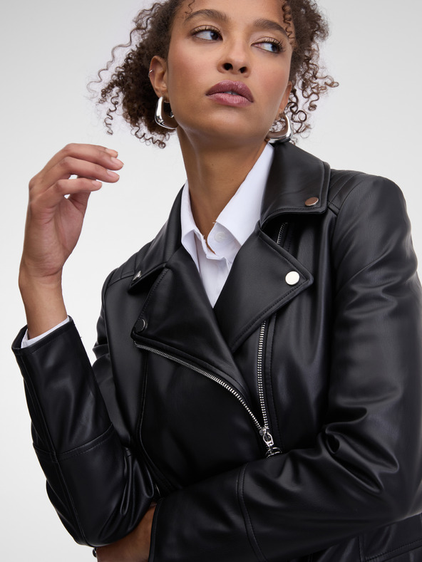 Orsay Čierna dámska kožená bunda ORSAY