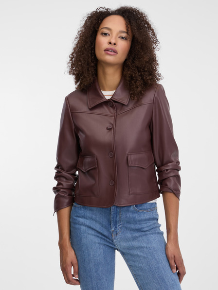 Orsay Tmavo hnedá dámska kožená bunda ORSAY