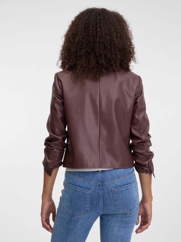 Orsay Tmavo hnedá dámska kožená bunda ORSAY