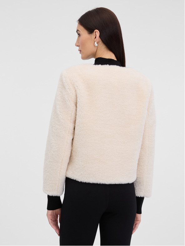 Orsay Krémová dámska bunda z umelej kožušiny ORSAY