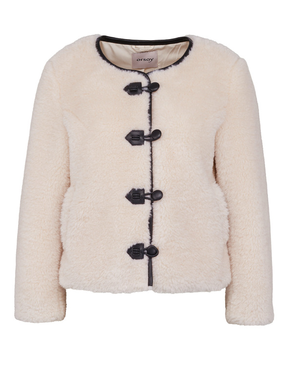 Orsay Krémová dámska bunda z umelej kožušiny ORSAY
