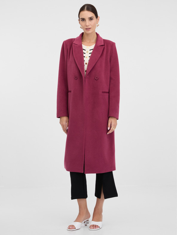 Orsay Tmavoružový dámsky kabát ORSAY
