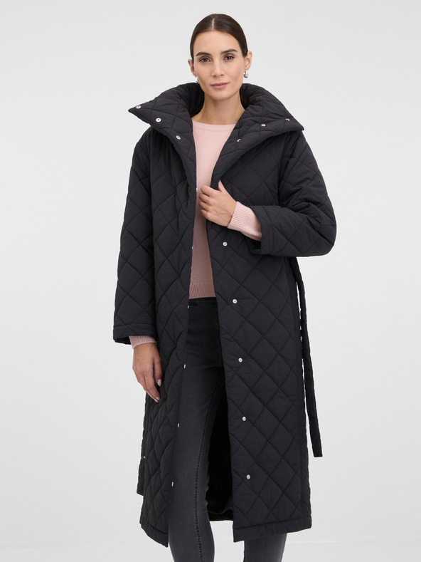 Orsay Čierny dámsky prešívaný kabát ORSAY