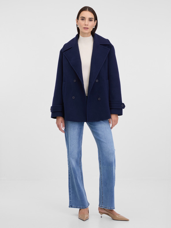 Orsay Tmavomodrý dámsky krátky kabát ORSAY