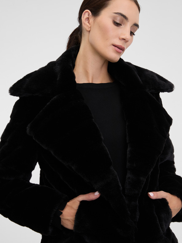 Orsay Čierny dámsky krátky kožúšok ORSAY