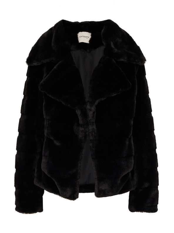Orsay Čierny dámsky krátky kožúšok ORSAY